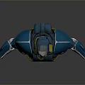 Futuristic Blue Armored Character with Helmet and Mechanical Armor Design