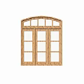 Decorative Wooden Door With Colorful Stained Glass And Arched Design