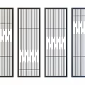 Modern Room Dividers With Vertical Lines And Geometric Patterns Dark And Blue Frames 3d model