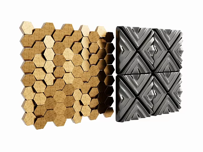 Honeycomb And Geometric Textured Wall Panels Design 3d model
