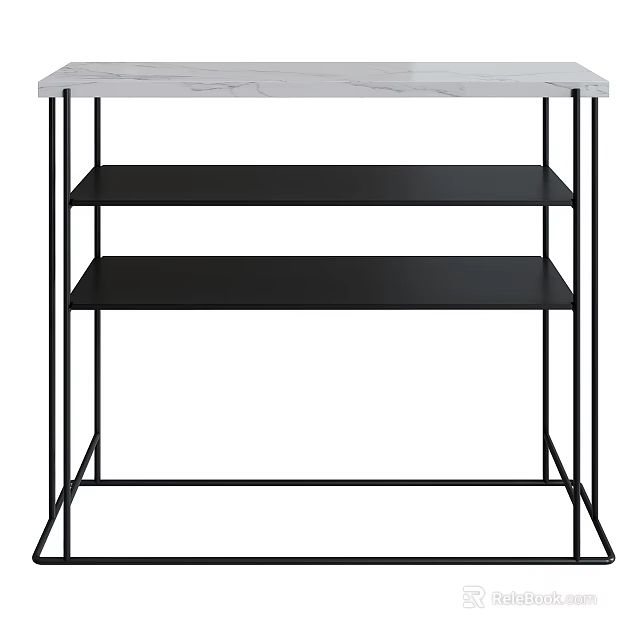 Modern Decorative Cabinet With Black Shelves And White Top Metal Frame 3d model 