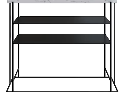 Modern Decorative Cabinet With Black Shelves And White Top Metal Frame 3d model