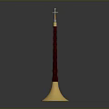 Horn Shaped Commercial Equipment With Red Textured Handle And Golden Base