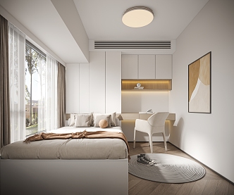 Cream wind home tatami bedroom 3d model