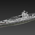 Detailed 3D Model Of Gray Aircraft Carrier Warship Featuring Large Deck And Island Structure