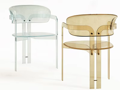 Modern Transparent Acrylic Leisure Chairs With Light And Beige Sleek Design 3d model