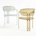 Modern Transparent Acrylic Leisure Chairs With Light And Beige Sleek Design