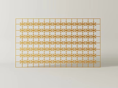 Elegant Golden Metal Partition With Perforated Geometric Patterns For Interior Spaces 3d model