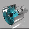 Turbine Engine Internal Structure With Blue Blades And Metallic Components 3d model
