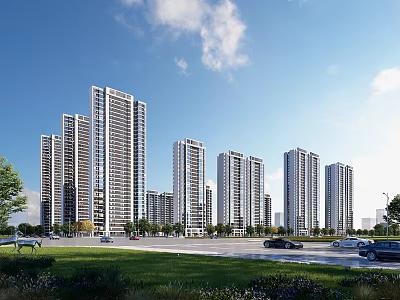 Modern High-rise Residential Building New Chinese-style Residential Building Street Residential District Multi-storey Foreign-style House Residential Building Super High-rise Residential Building Large Flat-floor Residential Car Placement House 3d model
