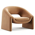 Modern Brown Upholstered Leisure Chair Design With Curved Integrated Armrest and Smooth Backrest