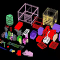 Comprehensive Hardware Tools Collection With Black Red Toolboxes And Various Accessories 3d model