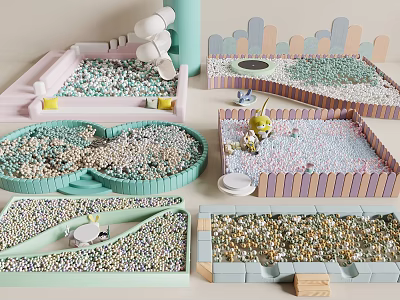 Colorful Indoor Play Equipment With Various Shaped Sandpits And Kids Toys 3d model