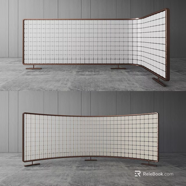 Modern Room Divider With Metal Frame And Grid Design For Interior Spaces 3d model 