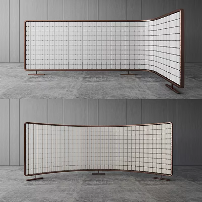 Modern Room Divider With Metal Frame And Grid Design For Interior Spaces 3d model