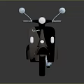 Gray Scooter With Brown Leather Seat And Retro Design Mirrors Shiny Finish