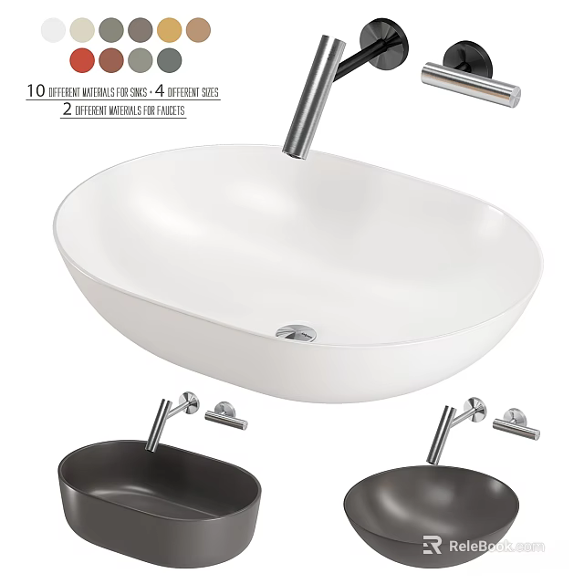 Modern Washbasin Designs Featuring Multiple Materials Colors Finishes And Hardware Options 3d model 