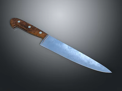 Sharp Kitchen Knife With Wooden Handle And Metal Blade For Daily Use 3d model