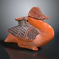 Traditional Orange Duck Shaped Decorative Furniture Accent With Black Red Patterns