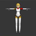 Game Movie Character With Yellow Hair White Yellow Outfit Red Accents 3D Model Design
