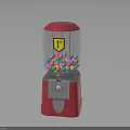 Pink Gumball Machine With Colorful Gumballs And Yellow 1F Label