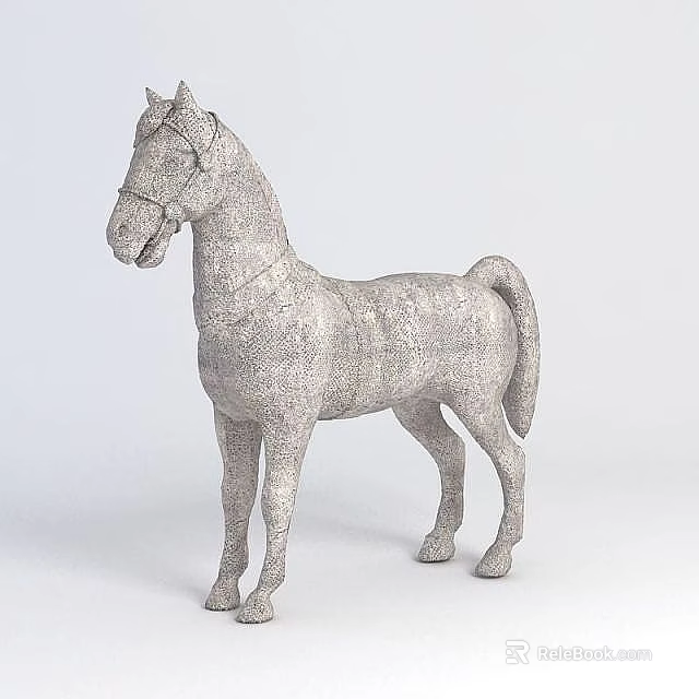 Tech Exhibition Hall Featuring Realistic Horse Sculpture As Main Exhibit 3d model 