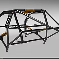 Metal Frame Structure With Yellow Components And Multi Rod Mechanical Support 3d model
