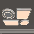 Modern Ceiling Lights with Round and Square Shapes and Sleek Metal Frames for Even Lighting 3d model