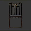 Chinese Style Office Chair With Wooden Frame Blue Padded Seat Carved Backrest