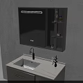 Minimalist Wall Mounted Bathroom Vanity With Mirror Cabinet Countertop Gray Wall Green Plant Hanging Lights