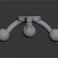 Modern Shiny Metal Wall Hook With Three Spherical Hanging Ends And Screw Base