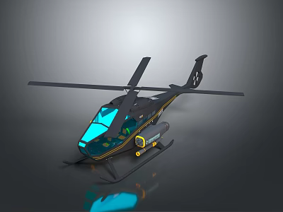 Black Space Helicopter With Blue Windows And Yellow Details For Lunar Missions 3d model