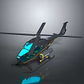 Black Space Helicopter With Blue Windows And Yellow Details For Lunar Missions