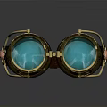 Steampunk Weapon Goggles With Brass Accents And Leather Strap Design