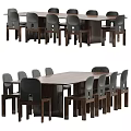 Modern Wooden Dining Table Set With Matching Chairs And Rectangular Top 3d model