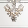 Elegant Modern Crystal Chandelier With Petal Shaped Transparent Glass Design For Interior Decor