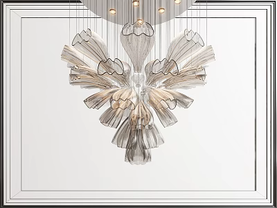 Elegant Modern Crystal Chandelier With Petal Shaped Transparent Glass Design For Interior Decor 3d model