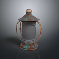 Vintage Rusted Copper Lantern With Gray Shade And Handle Design Details