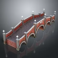 Classic Brick Bridge Design With White Lamp Posts Arched Openings And Railings
