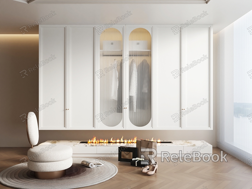 Suspension Wardrobe French Style Wardrobe European Style Wardrobe Simple European Wardrobe Cloakroom Fireplace model