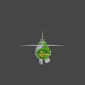 Green Fighter Jet 3D Model with Transparent Cockpit and Detailed Interior Structure on Dark Background