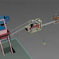 Industrial Equipment System With Blue Red Hoppers White Processor Yellow Frame And Conveyor Belt