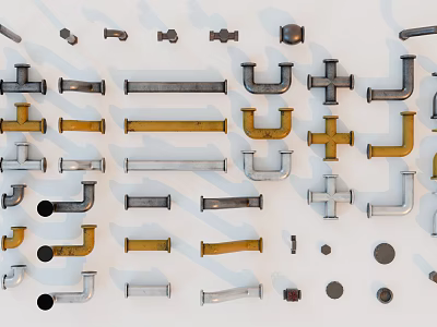 Industrial Equipment Various Metal Parts With Different Shapes And Sizes 3d model