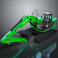 Green JCB Excavator With Tracked Undercarriage Enclosed Cab And Front Bucket