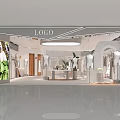 Elegant Clothing Store Interior With Window Display Mannequins And White Decor 3d model