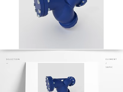 High Quality Industrial Blue Three Way Mechanical Fitting With Bolted Flanges 3d model