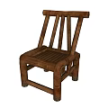 Wooden Leisure Chair Featuring Striped Backrest And Natural Simple Sturdy Design