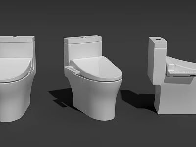 Three Different White Toilet Designs For Modern Bathroom Interiors 3d model