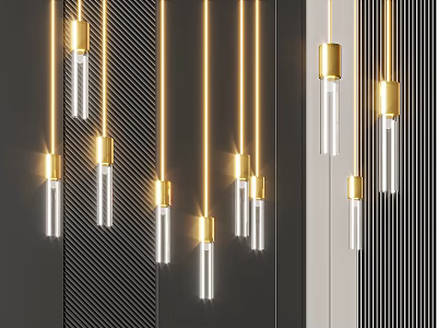 Modern Gold And Clear Glass Pendant Lights With Sleek Hanging Design 3d model