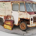 Old Rusty VANS Truck with Worn Out Body and Vintage Exterior
